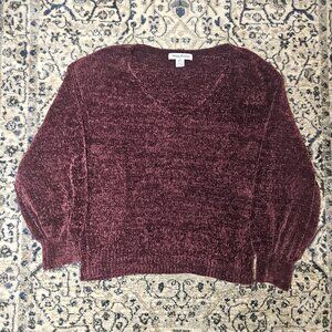 Tommy Bahama Burgundy Chenille Knit Sweater Womens S Quiet Luxury Soft Classic